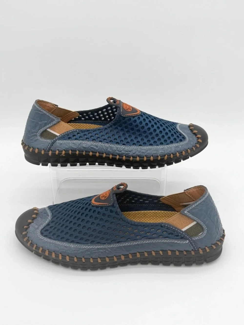 Clohoo Mens Mesh Slip On Loafers Blue Breathable Shoes Size 10 US 46 EU A9327